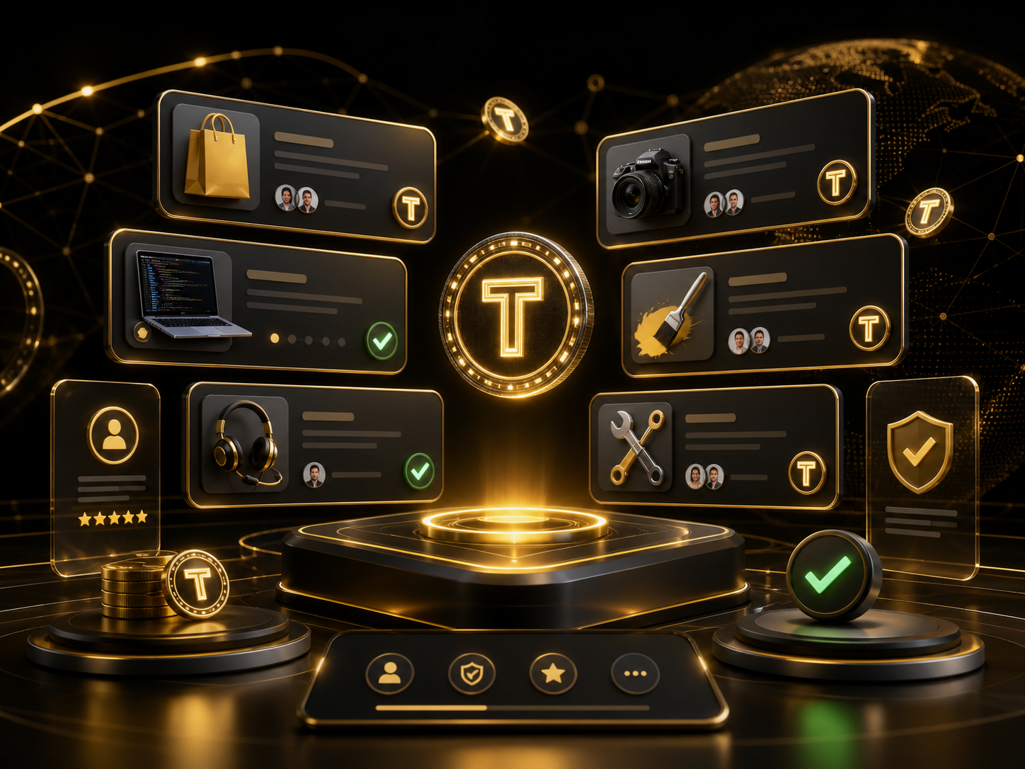 Visual del marketplace task-to-earn de TASKTIP
